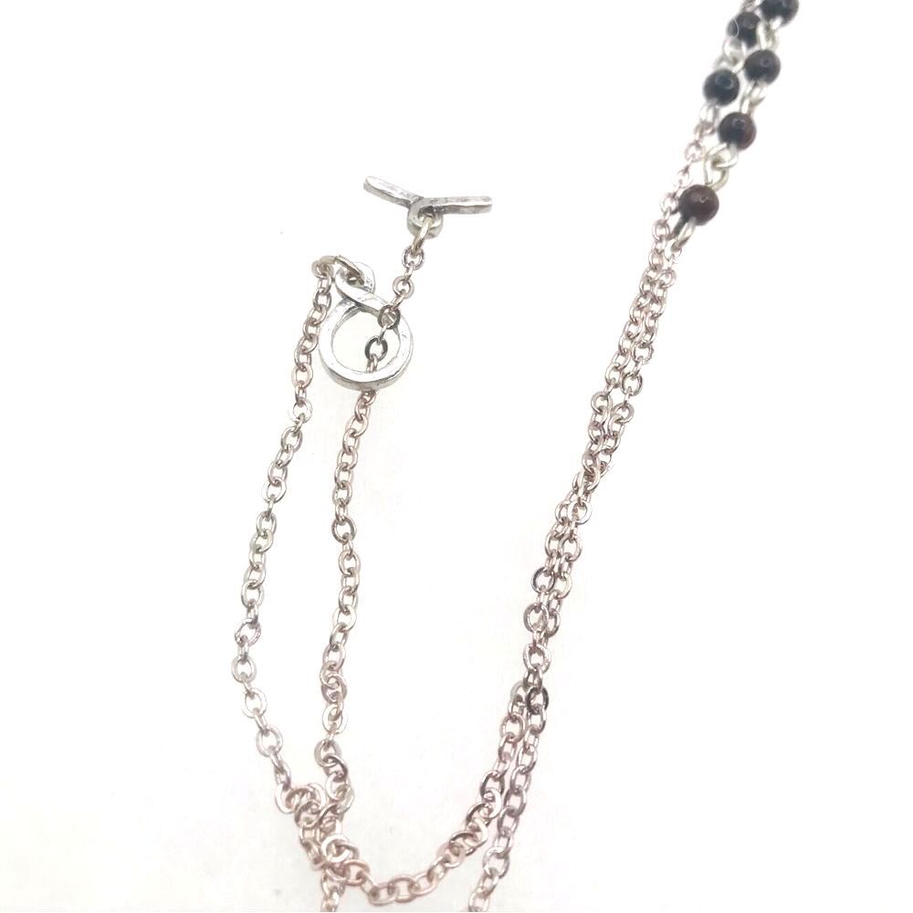 Silver Pendant Necklace with Natural Stone Tiger's Eye Beads - Picture 4 of 7